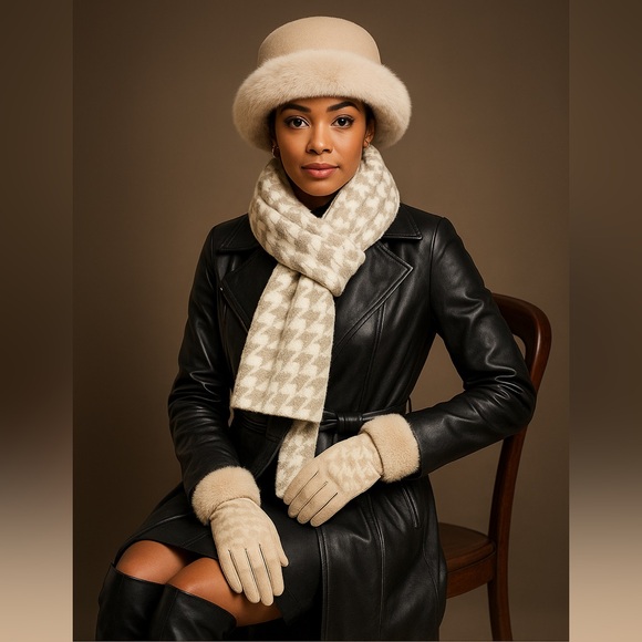 Passion of Essence Accessories - Faux Fur Scarf Houndstooth Tuck-In Scarf